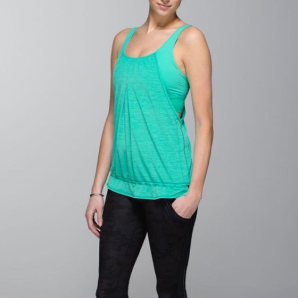 Lululemon Run Times Shelf Bra Tank Top Heathered Bali Breeze Teal 6